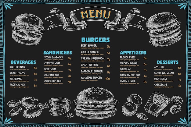 Modèle De Menu Horizontal Avec Des Hamburgers