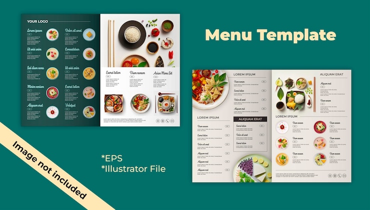 Vecteur modèle de menu modifiable eps avec 2 mises en page différentes