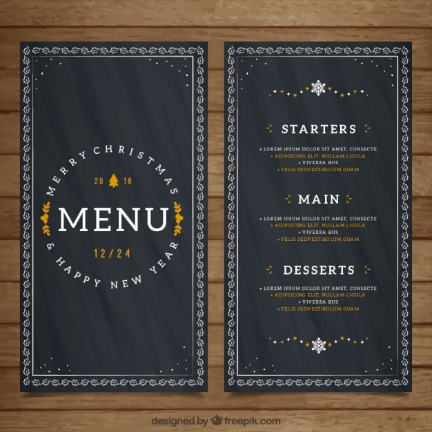 Modèle de menu de Noël dans le style tableau noir