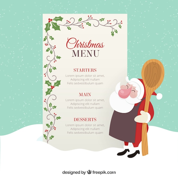 Vecteur modèle de menu de noël avec le gui décoration