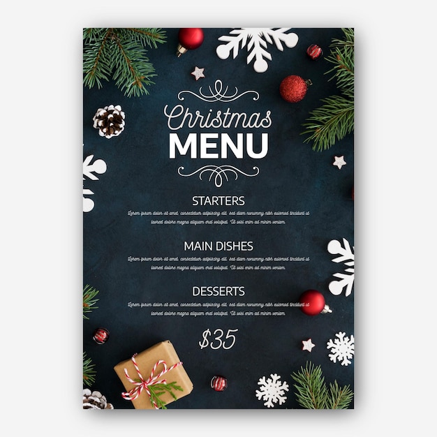 Vecteur modèle de menu de noël