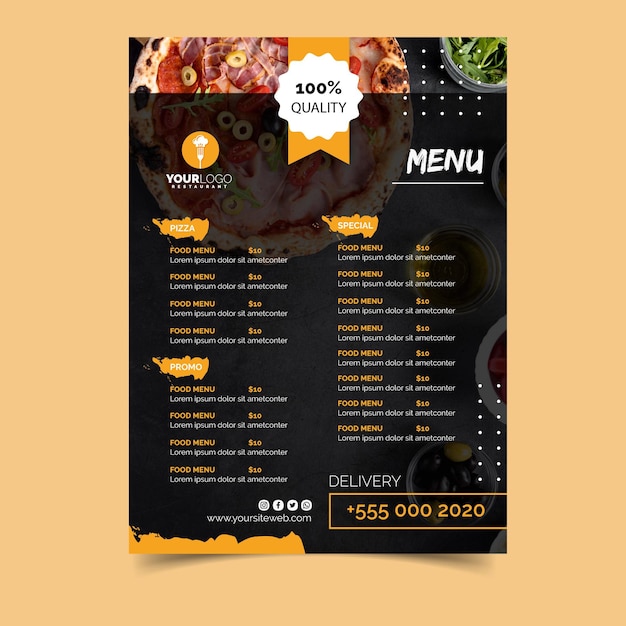 Modèle De Menu Pour Pizzeria