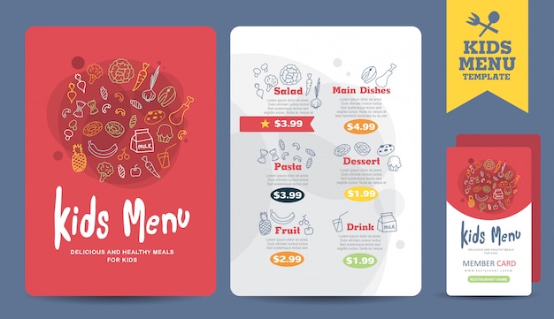 Modèle De Menu De Repas Mignon Enfants Colorés