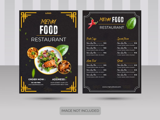 Vecteur modèle de menu de restaurant d'aliments sains