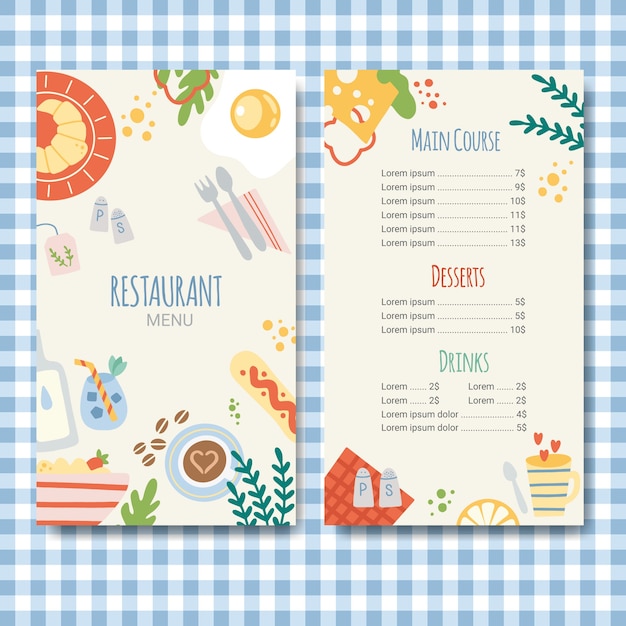 Vecteur modèle de menu de restaurant design plat