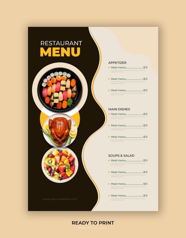 Vecteur modèle de menu de restaurant flyer alimentaire
