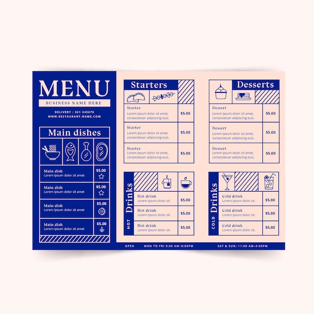 Modèle De Menu De Restaurant Minimaliste