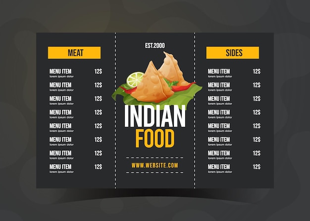 Modèle De Menu De Restaurant Moderne Indien Vectoriel Gratuit (2)