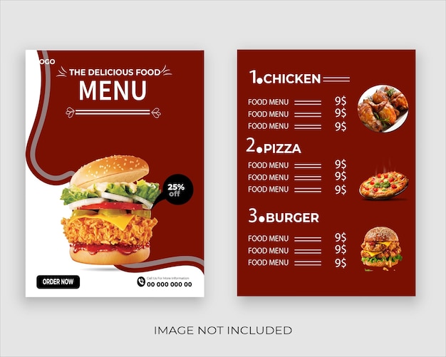 Modèle de menu de restaurant de restauration rapide vectoriel gratuit