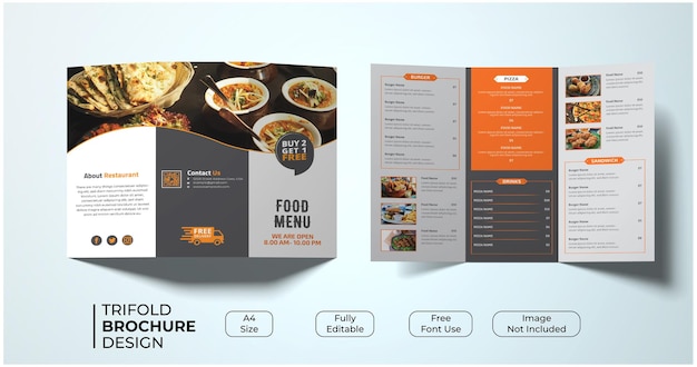 Modèle de menu de restaurant à trois volets
