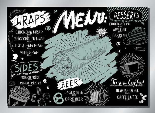 Modèle de menu de table vintage wraps