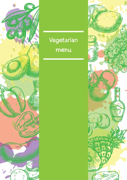 Vecteur modèle de menu végétarien