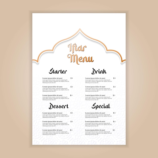 Vecteur modèle de menu vertical d'iftar en gradient illustration vectorielle de la célébration du ramadhan