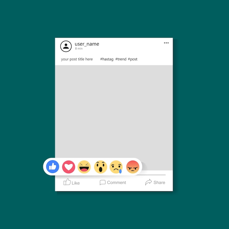 Vecteur modèle de message facebook avec des émoticônes
