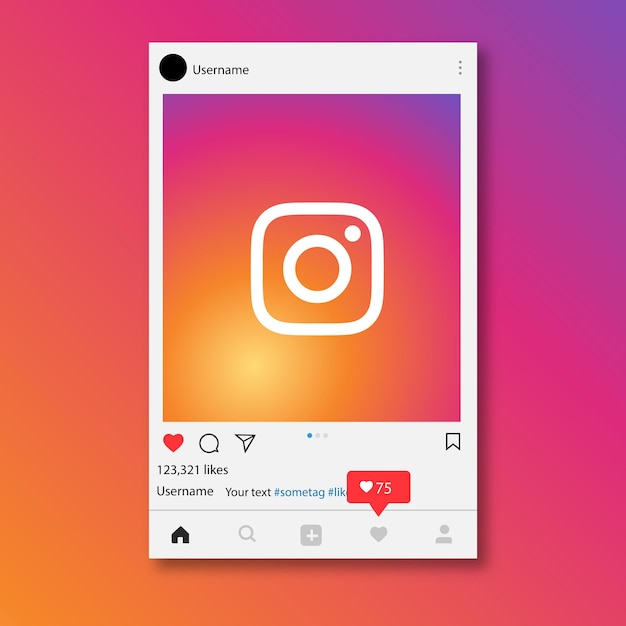 Modèle de message Instagram avec des notifications