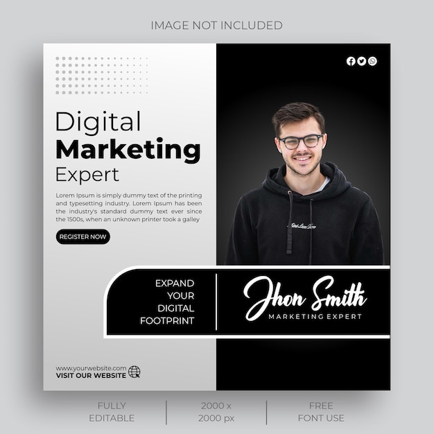 Modèle de message de marketing numérique pour les médias sociaux d'entreprise et Instagram