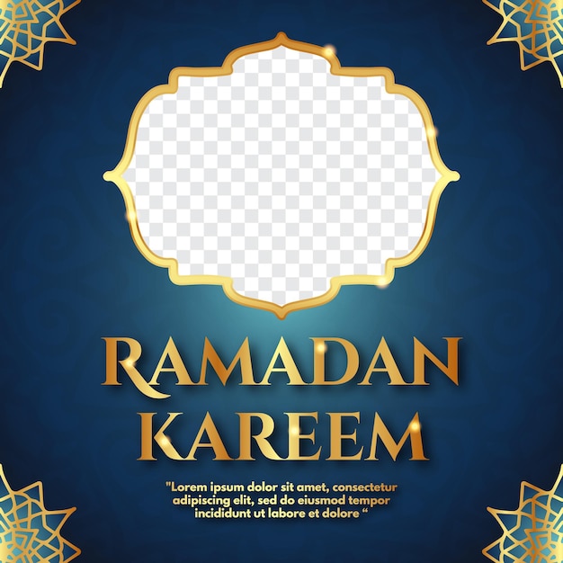 Vecteur modèle de message de message de médias sociaux ramadan kareem avec décoration islamique de luxe