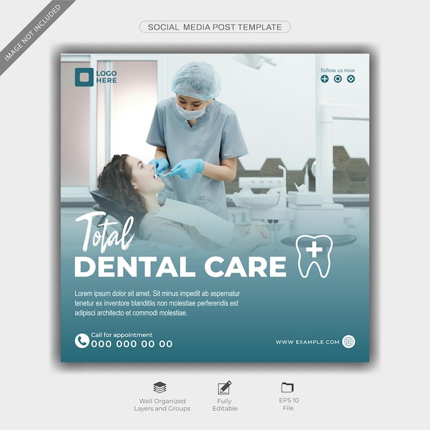 Modèle de message pour les médias sociaux sur les soins dentaires