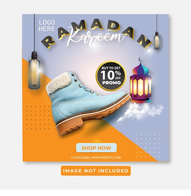Vecteur modèle de message vectoriel pour les médias sociaux ramadan kareem design minimaliste