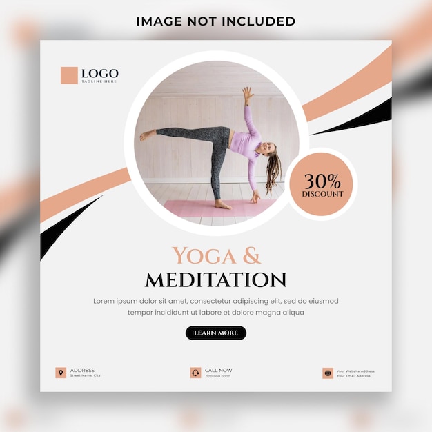 Vecteur modèle de message de yoga sur les réseaux sociaux ou de bannière web