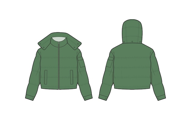 Modèle de mock-up vectoriel de la veste de souffleur vue avant et arrière