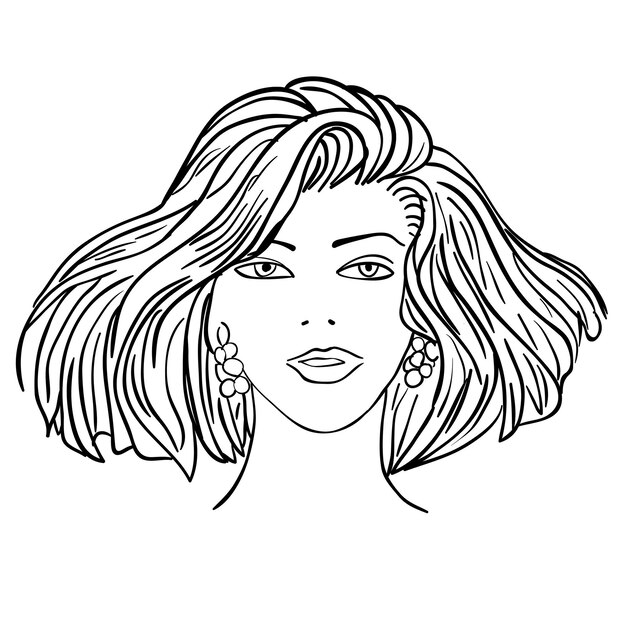 Modèle De Mode Dessinée à La Main Illustration Vectorielle Visage De Femme