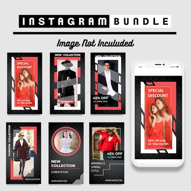 Modèle De Mode Instagram Rouge Moderne