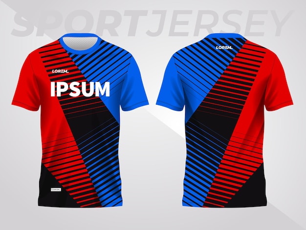 Modèle De Modèle De Maillot De Sport Rouge Et Bleu à L'avant Et à L'arrière