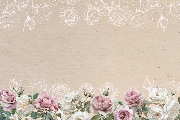 Modèle modifiable Conception d'un cadre floral vintage