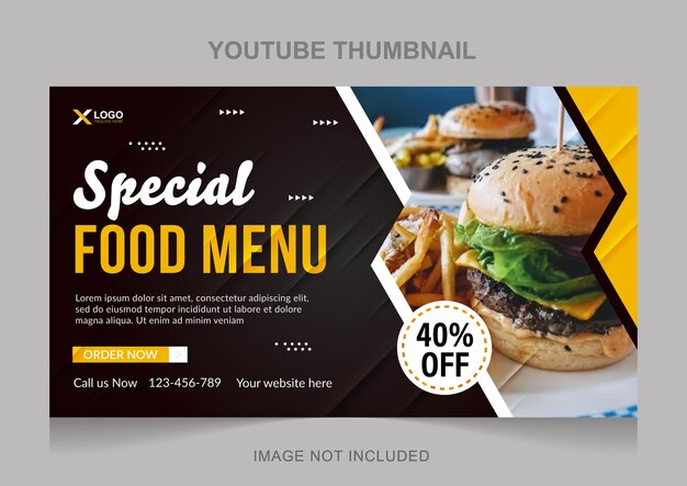 Modèle modifiable de conception de vignettes youtube de menu de plats délicieux asiatiques