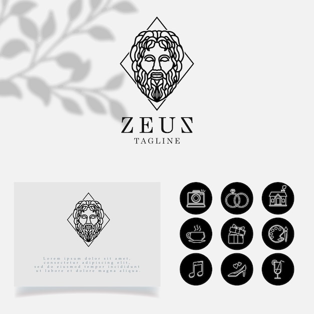 Modèle Modifiable Du Logo Minimaliste Zeus Lineart