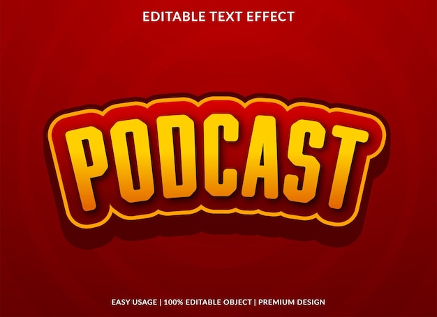 Modèle Modifiable D'effet De Texte Podcast Avec Style Abstrait Et Premium