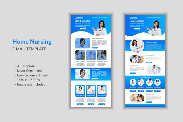 Vecteur modèle de newsletter de marketing par e-mail promotionnel pour les services médicaux conception de bannière roll up pour l'interface utilisateur de l'hôpital