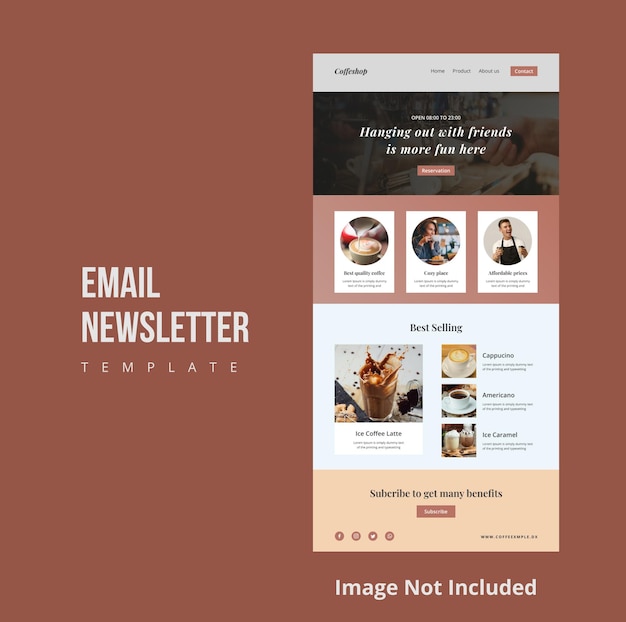 Modèle de newsletter par e-mail de café