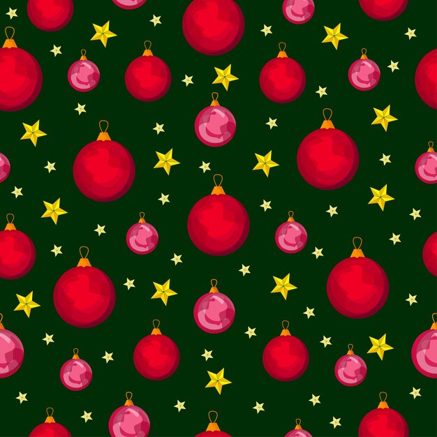 Modèle de Noël avec des boules de Noël sur fond vert