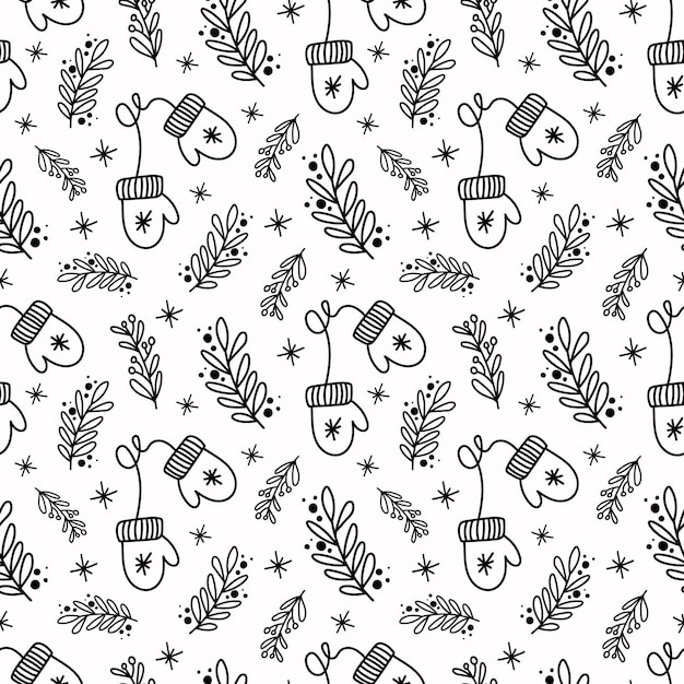 Modèle De Noël Et Du Nouvel An Dans Le Style Doodle