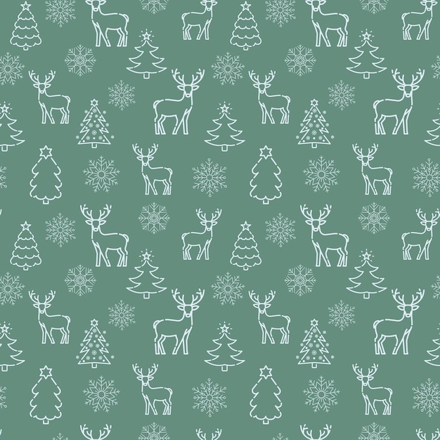 Modèle De Noël Sans Couture Avec Accessoires D'arbre De Noël Flocons De Neige Accessoires De Noël Illustration Vectorielle