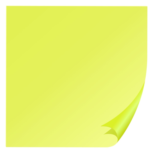 Modèle de note carrée en papier couleur avec coin recourbé