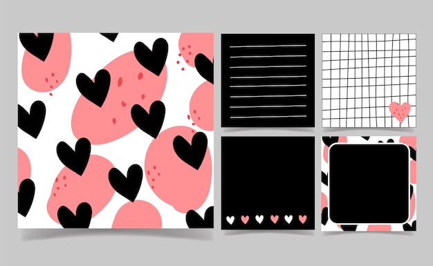 Modèle de notes de mémo coeur et rose pour la conception de carte de réservation Scrap Scrap. fond abstrait.