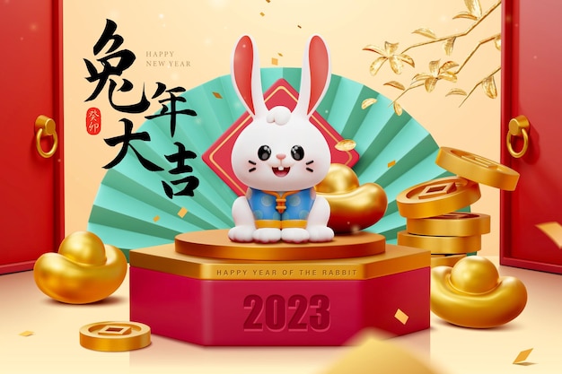 Vecteur modèle de nouvelle année chinoise 3d