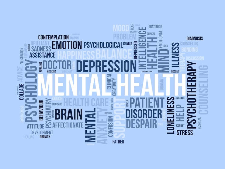 Vecteur modèle de nuage de mots de santé mentale vecteur de concept de soutien mental tagcloud arrière-plan