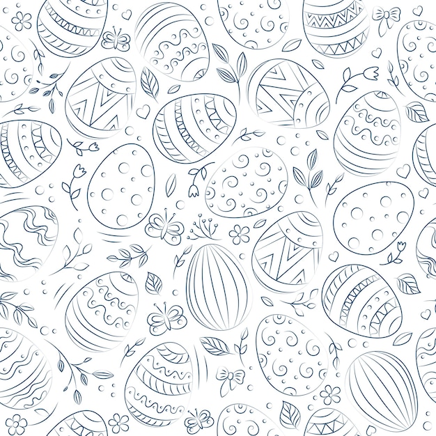Modèle d'oeufs de Pâques Illustration vectorielle de vacances de Pâques dans un style doodle
