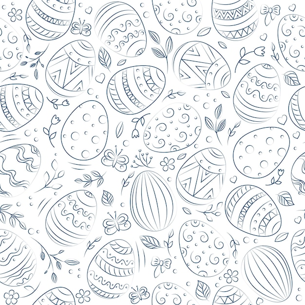 Modèle D'oeufs De Pâques Illustration Vectorielle De Vacances De Pâques Dans Un Style Doodle