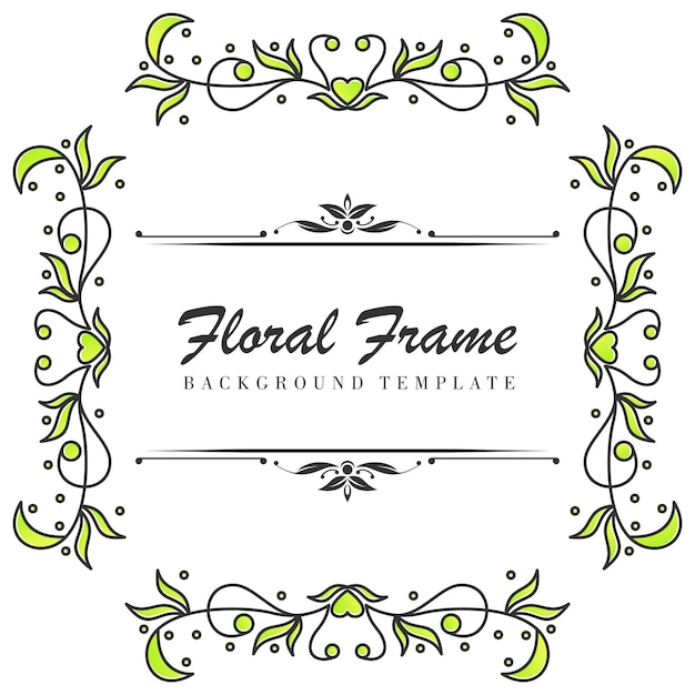 Vecteur modèle d'ornement de cadre floral premium