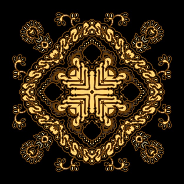 Modèle ornemental en or de mandala