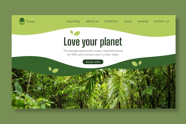 Modèle de page d'atterrissage d'écologie
