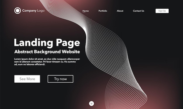 Modèle De Page D'atterrissage De Fond De Vague Abstraite Dégradé Pour Sites Web Ou Applications Design Moderne