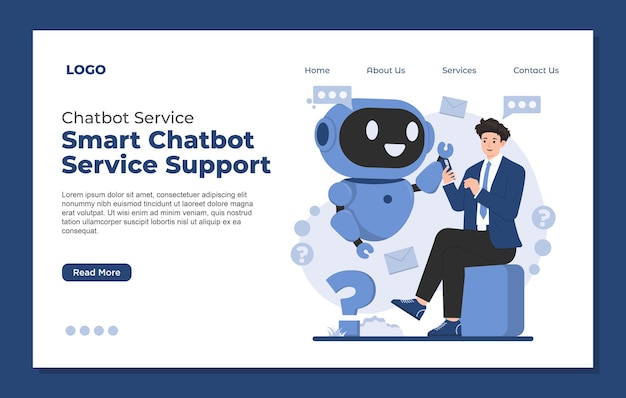 modèle de page d'atterrissage service de chatbot AI pour le support client de chatbot instantané concept d'illustration