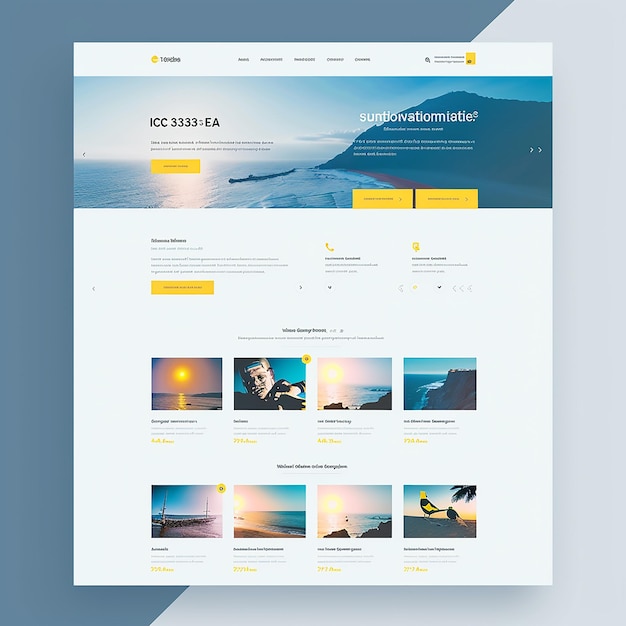 Vecteur un modèle de page d'atterrissage de site web moderne et minimaliste mettant l'accent sur la couleur jaune rayon de soleil