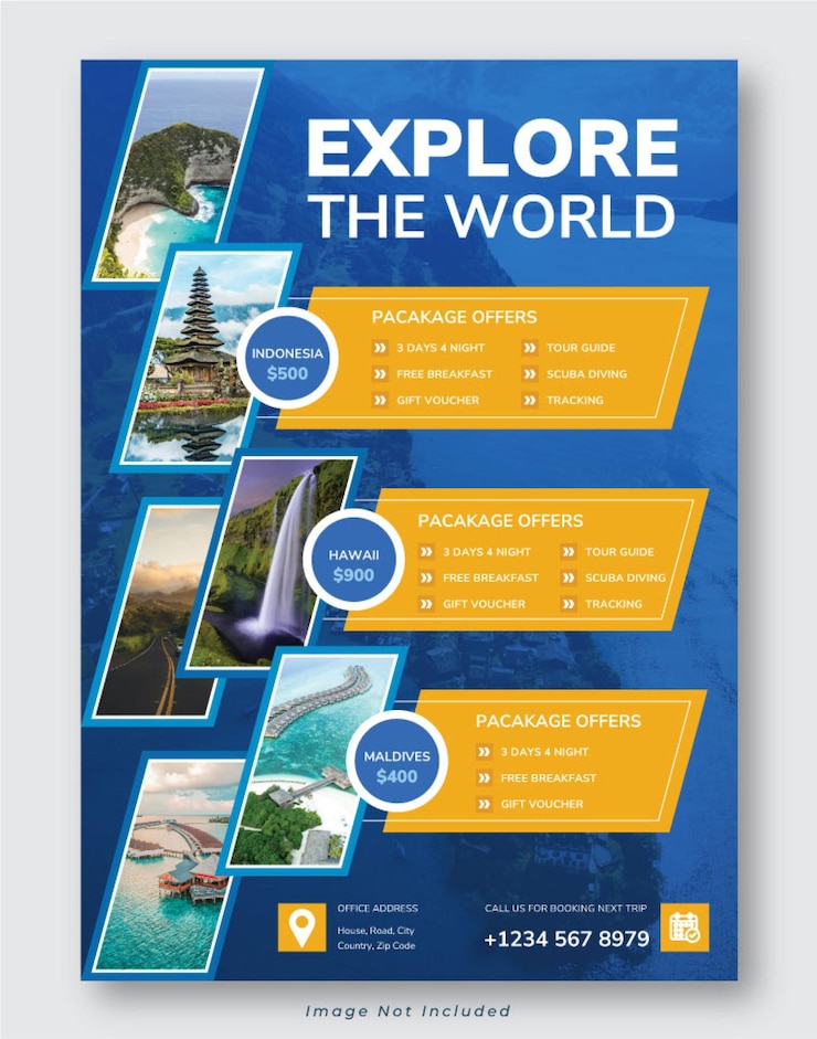 Vecteur modèle de page de couverture d'un dépliant d'affaires et d'une brochure pour une agence de voyages